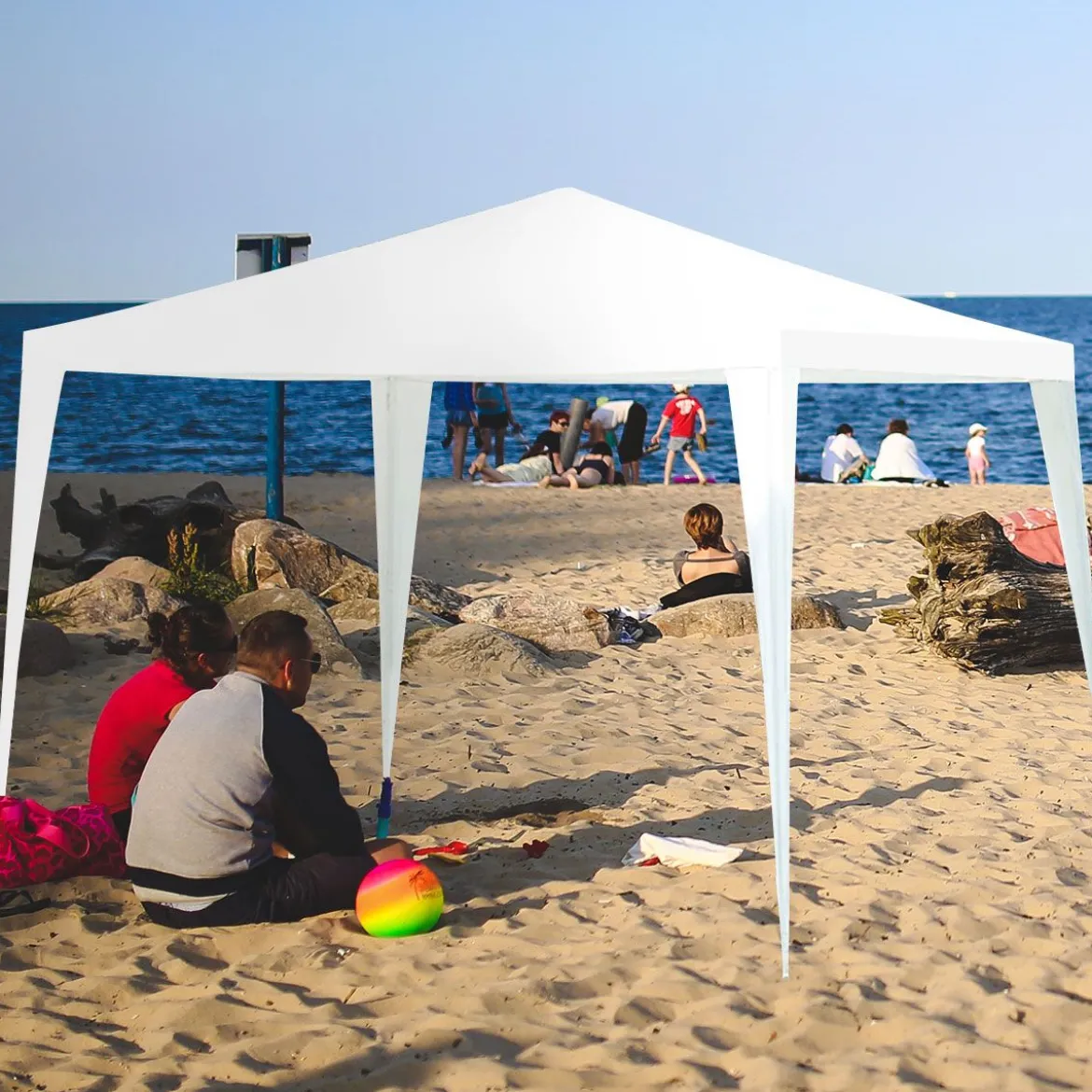 3x3m Gartenzelt mit 4 abnehmbaren Seitenwänden & Fenstern ideal für Hochzeiten