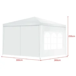 3x3m Gartenzelt mit 4 abnehmbaren Seitenwänden & Fenstern ideal für Hochzeiten