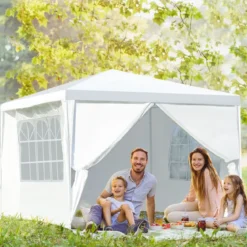 3x3m Gartenzelt mit 4 abnehmbaren Seitenwänden & Fenstern ideal für Hochzeiten