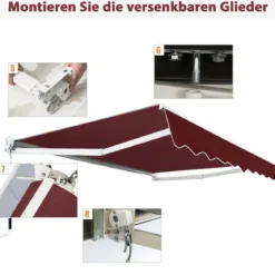 2,5 x 2 m Gelenkarmmarkise mit UV- & Wasserbeständigem Material & Kurbel