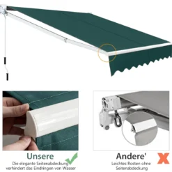 2,5 x 2 m Gelenkarmmarkise mit UV- & Wasserbeständigem Material & Kurbel