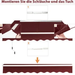 2,5 x 2 m Gelenkarmmarkise mit UV- & Wasserbeständigem Material & Kurbel