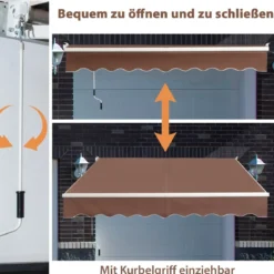 2,5 x 2 m Gelenkarmmarkise mit UV- & Wasserbeständigem Material & Kurbel