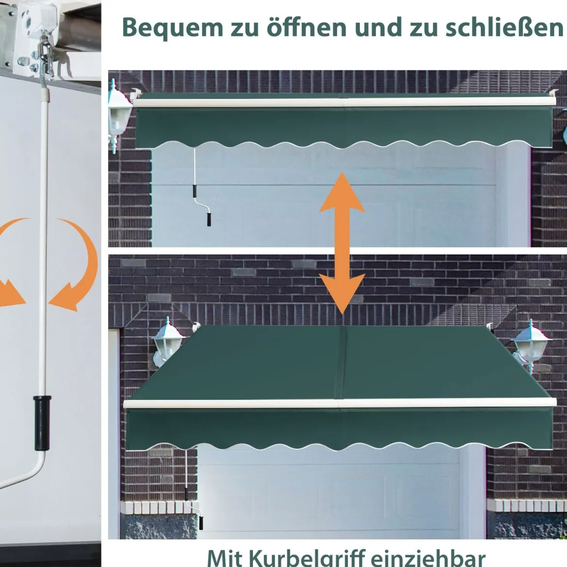 2,5 x 2 m Gelenkarmmarkise mit UV- & Wasserbeständigem Material & Kurbel