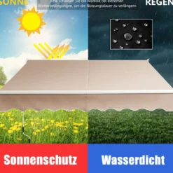 2,5 x 2 m Gelenkarmmarkise mit UV- & Wasserbeständigem Material & Kurbel
