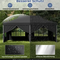 3 x 6 m Pavillon Faltpavillon mit 6 abnehmbaren Seitenwänden & Sandsäcke
