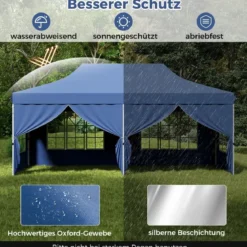 3 x 6 m Pavillon Faltpavillon mit 6 abnehmbaren Seitenwänden & Sandsäcke