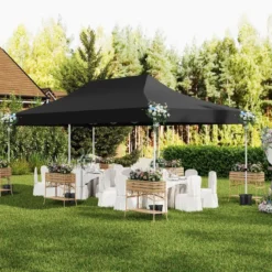3 x 6 m Pavillon Faltpavillon mit 6 abnehmbaren Seitenwänden & Sandsäcke