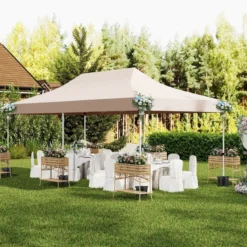 3 x 6 m Pavillon Faltpavillon mit 6 abnehmbaren Seitenwänden & Sandsäcke
