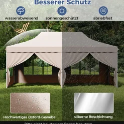 3 x 6 m Pavillon Faltpavillon mit 6 abnehmbaren Seitenwänden & Sandsäcke