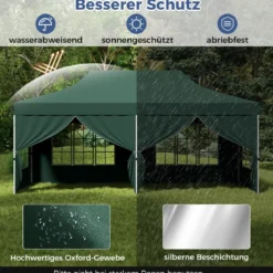 3 x 6 m Pavillon Faltpavillon mit 6 abnehmbaren Seitenwänden & Sandsäcke