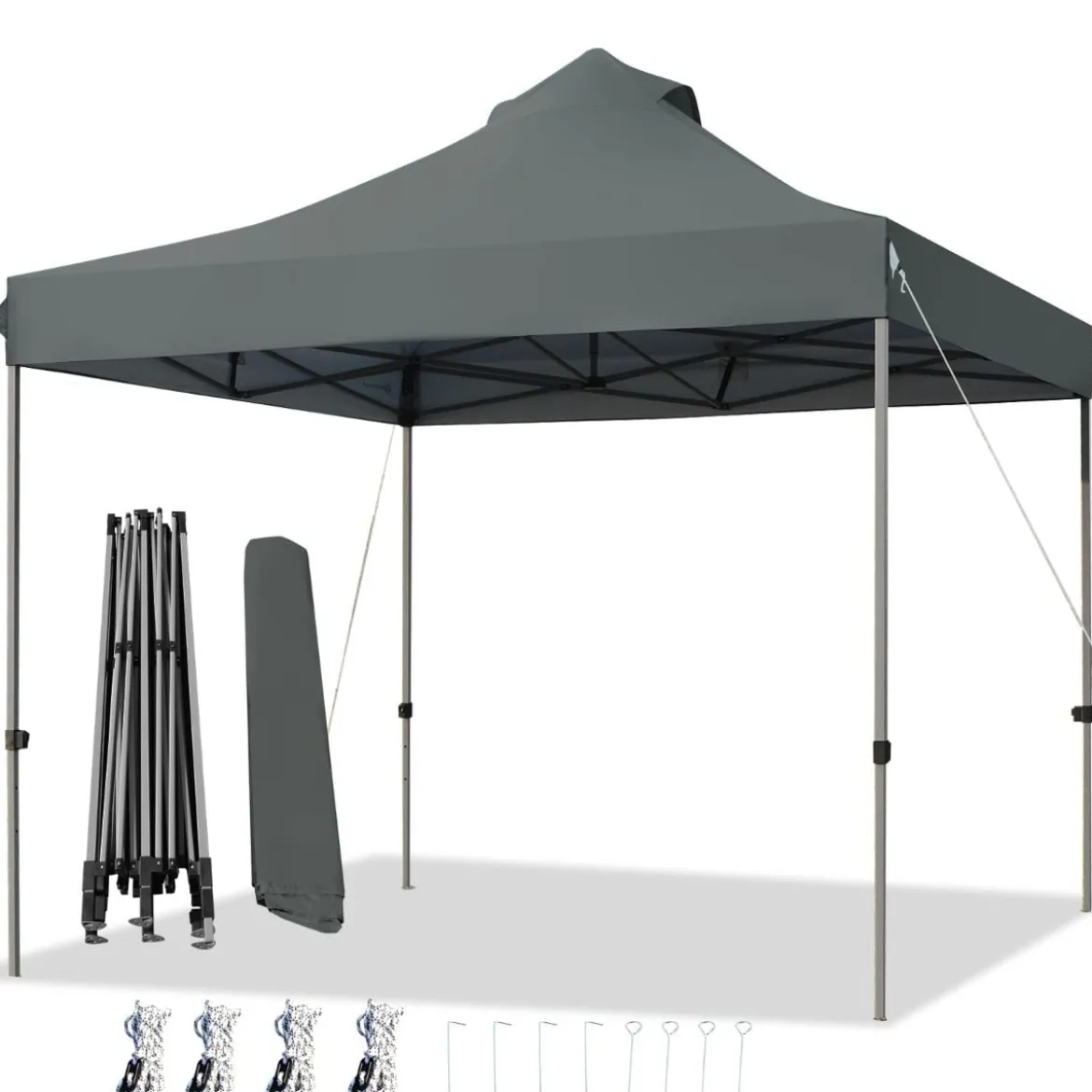 3 x 3 m Pavillon Faltpavillon wasserdicht stabil Winterfest Partyzelt mit Tragetasche auf Rollen Grau