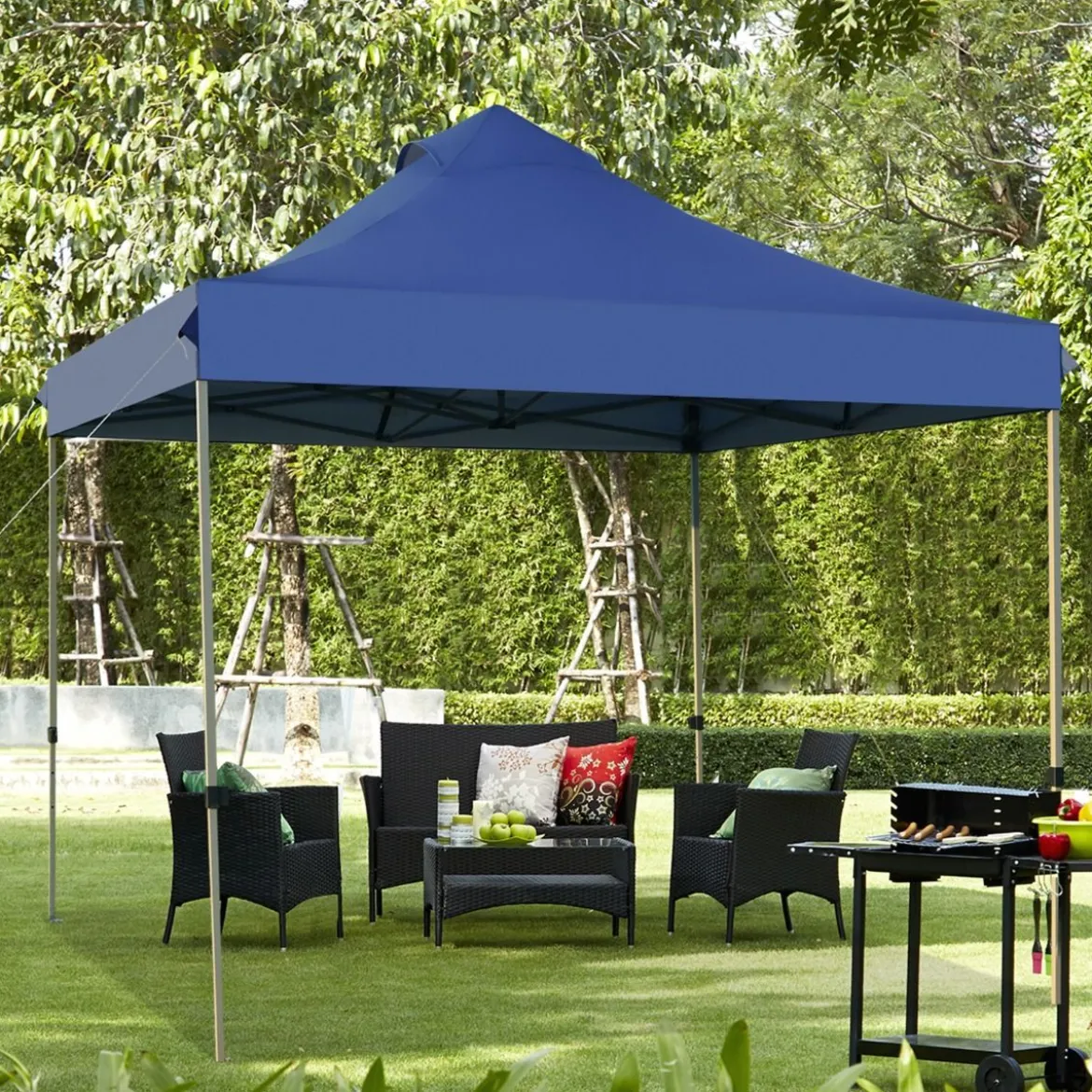 3 x 3 m Pavillon Faltpavillon wasserdicht stabil Winterfest Partyzelt mit Tragetasche auf Rollen Blau