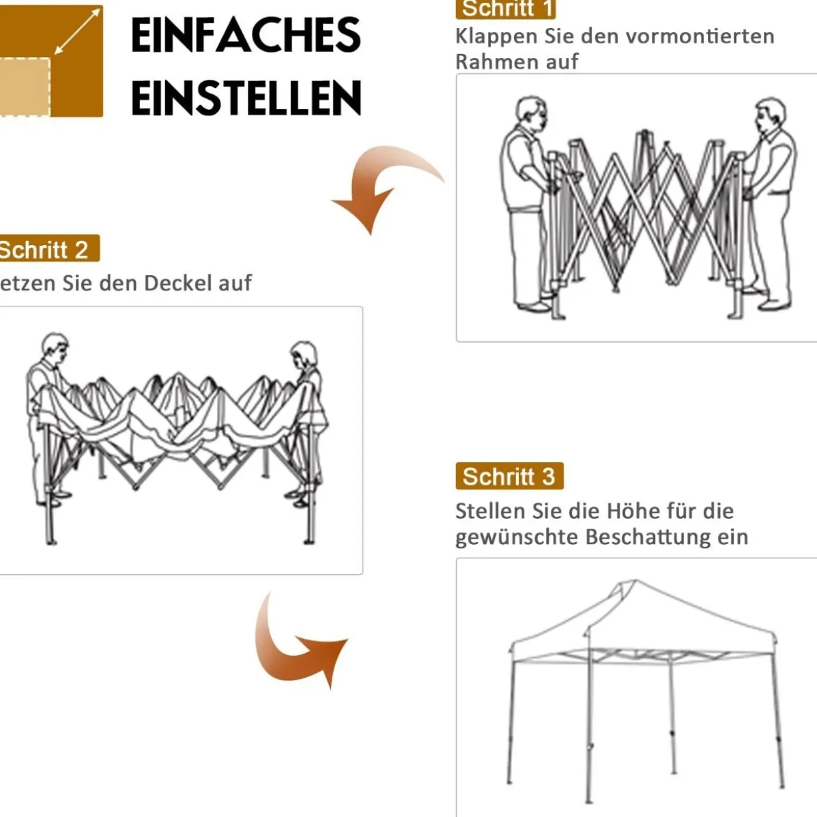 3 x 3 m Pavillon Faltpavillon wasserdicht stabil Winterfest Partyzelt mit Tragetasche auf Rollen Weiß
