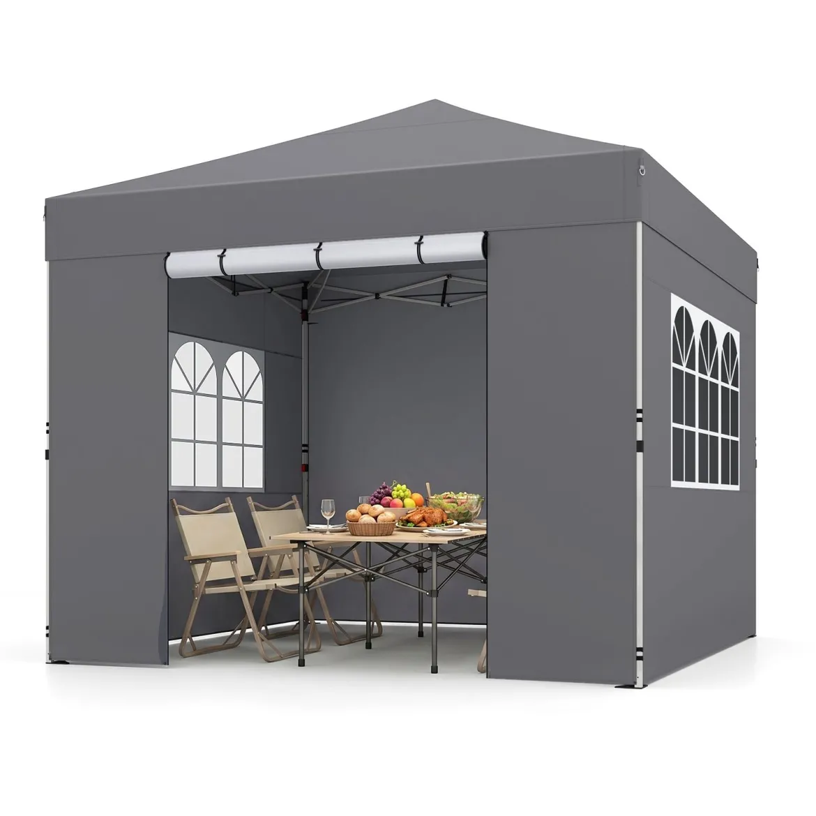3 x 3m Pavillon Klappbar Wasserfester Gartenpavillon mit Abnehmbaren Seitenwänden Metallrahmen