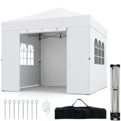 3 x 3m Pavillon Klappbar Wasserfester Gartenpavillon mit Abnehmbaren Seitenwänden Metallrahmen