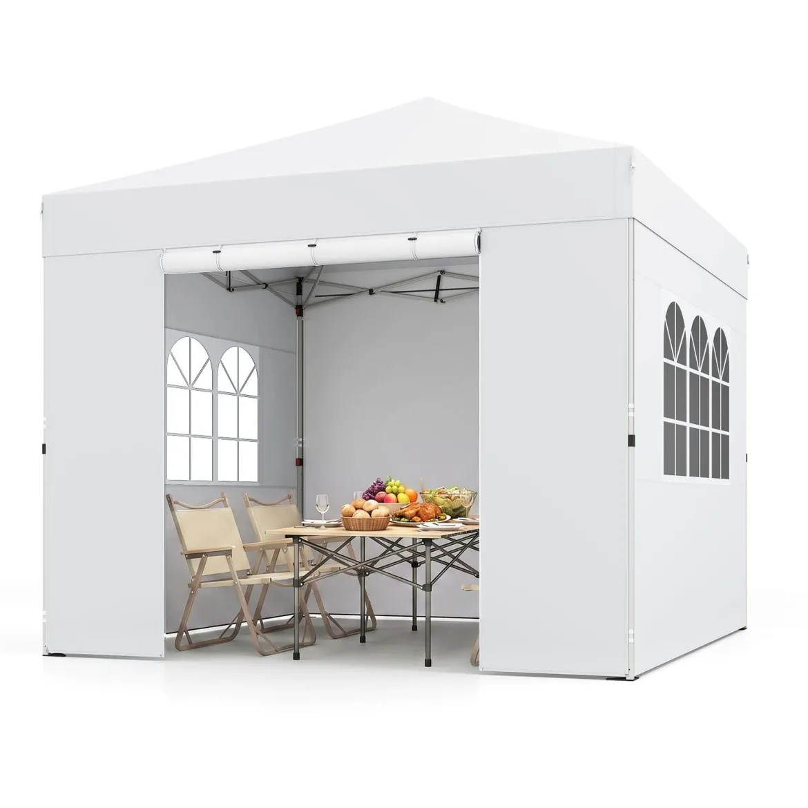 3 x 3m Pavillon Klappbar Wasserfester Gartenpavillon mit Abnehmbaren Seitenwänden Metallrahmen