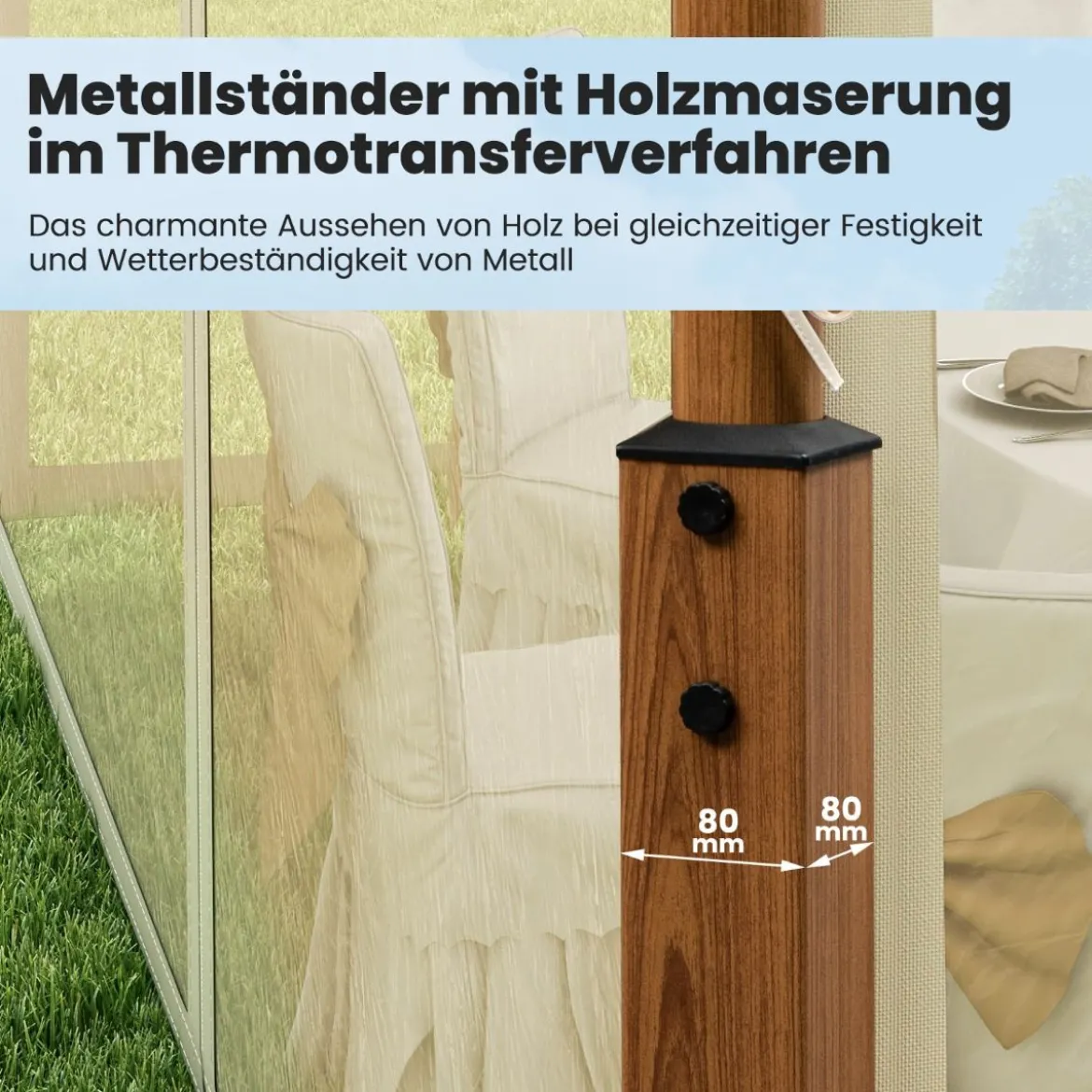 3,6 x 3 m Pavillon mit Doppeldach & Moskitonetz Wasserdichtes Partyzelt Gartenpavillon