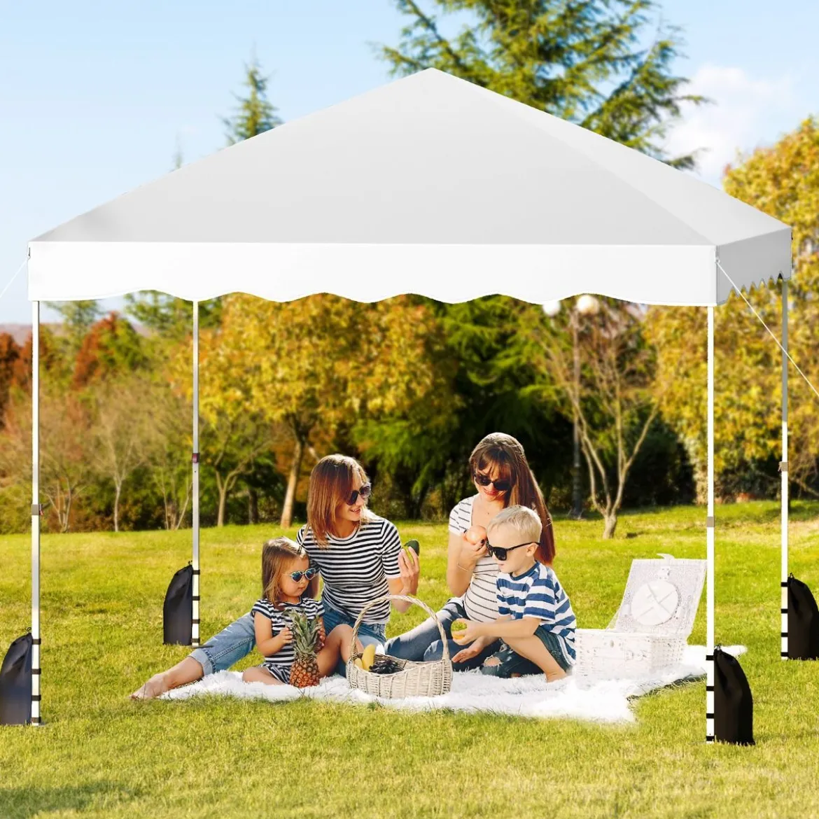 3 x 3 m Pavillon mit Rolltasche Wasserdichter Faltpavillon inkl. 4 Windseile Gartenzelt Weiß