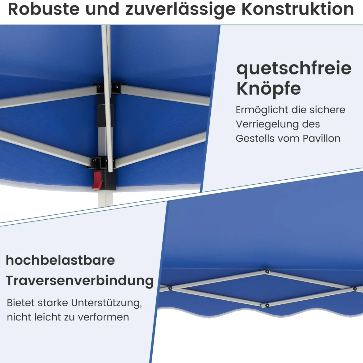 3 x 3 m Pavillon Wasserdichter Faltpavillon mit Rolltasche Winterfestes Gartenzelt Gartenpavillon Blau