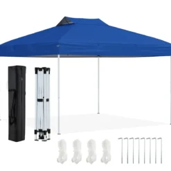 3 x 3 m Pavillon Wasserdichter Faltpavillon UV-Schutz 50+ Partyzelt Faltzelt Gartenpavillon Blau