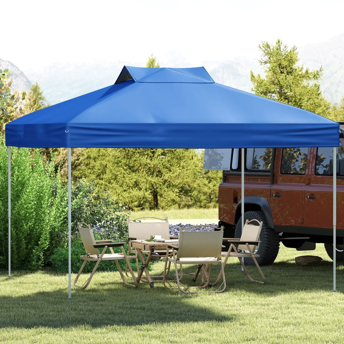 3 x 3 m Pavillon Wasserdichter Faltpavillon UV-Schutz 50+ Partyzelt Faltzelt Gartenpavillon Blau
