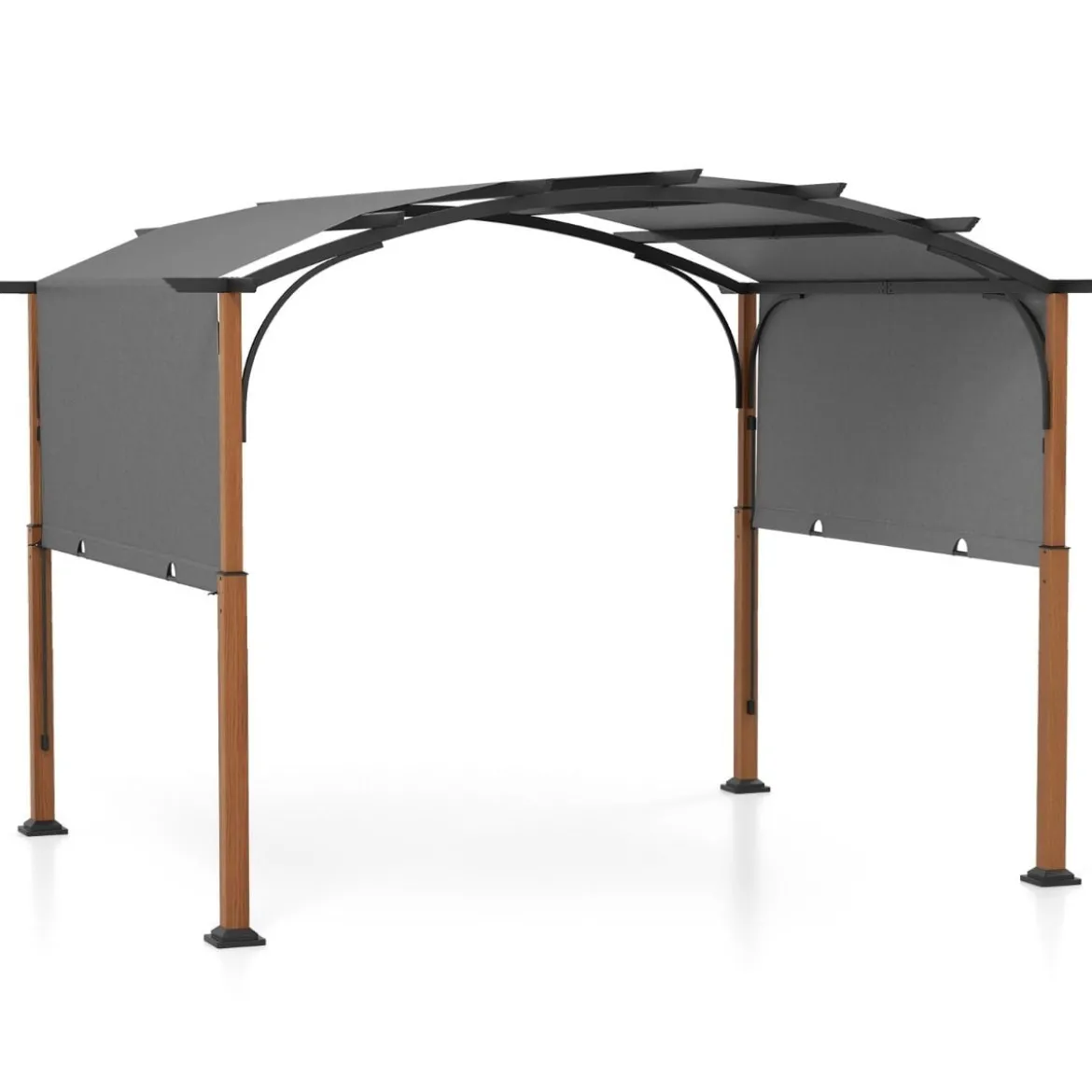 3,6 x 3 m Pergola mit Ausziehbarem Dach Wasserdichter Stabiler Winterfester Pavillon