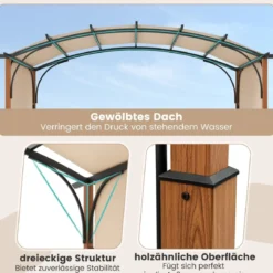 3,6 x 3 m Pergola mit Ausziehbarem Dach Wasserdichter Stabiler Winterfester Pavillon