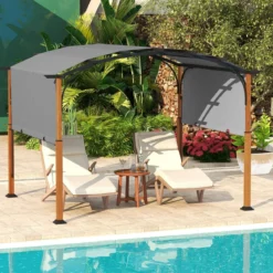 3,6 x 3 m Pergola mit Ausziehbarem Dach Wasserdichter Stabiler Winterfester Pavillon