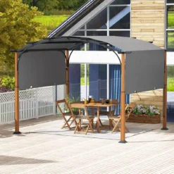 3,6 x 3 m Pergola mit Ausziehbarem Dach Wasserdichter Stabiler Winterfester Pavillon