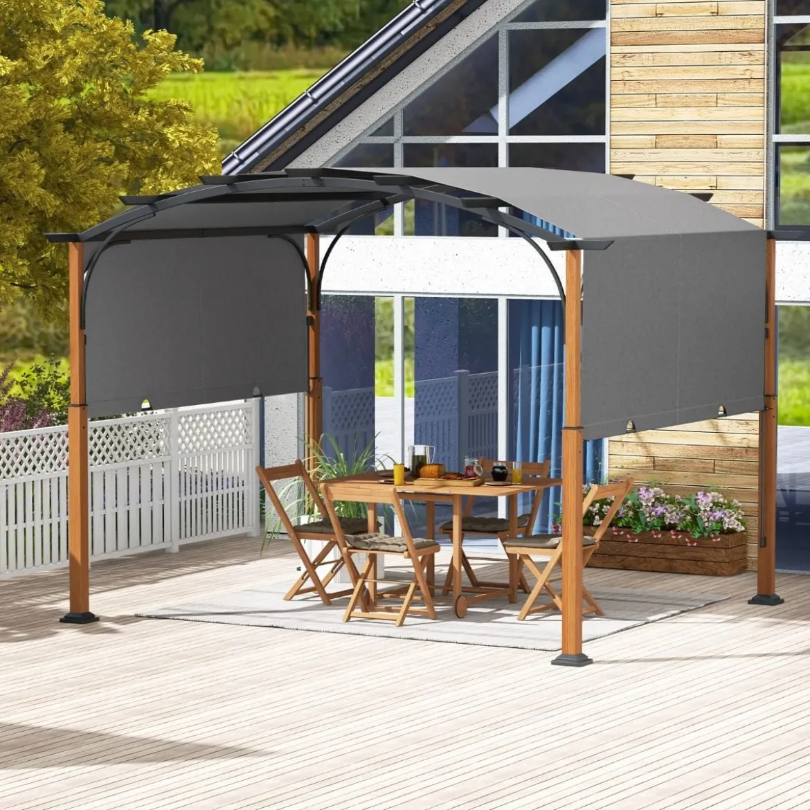 3,6 x 3 m Pergola mit Ausziehbarem Dach Wasserdichter Stabiler Winterfester Pavillon