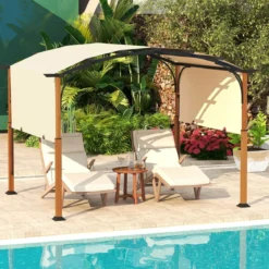 3,6 x 3 m Pergola mit Ausziehbarem Dach Wasserdichter Stabiler Winterfester Pavillon