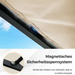 3,1 x 3,1 m Pergola mit Schiebedach Wasserdichter Pavillon Winterfester Gartenpavillon Beige