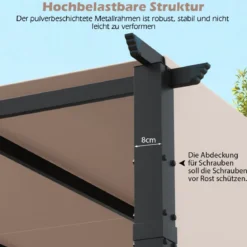 3,05x3,05m Pergola mit 2 Verstellbaren Dächern Wasserdichter Stabiler Winterfester Pavillon Beige