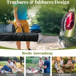 3,4 x 3,4 m Pop Up Faltpavillon mit 4 Moskitonetz & Doppeldach Gartenpavillon inkl. Tragetasche Grau