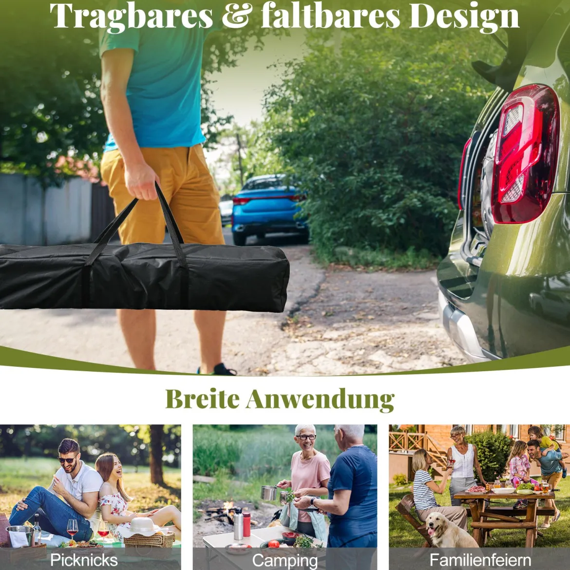 3,4 x 3,4 m Pop Up Faltpavillon mit 4 Moskitonetz & Doppeldach Gartenpavillon inkl. Tragetasche Grau
