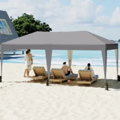 3 x 6 m Pop up Faltpavillon mit Tragetasche auf Rollen & UV Schutz 50+ Partyzelt Grau