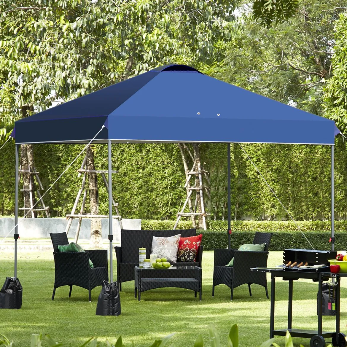 3 x 3m Pop-up Gartenpavillon Faltpavillon Pavillon Sonnenschutz Outdoor Sofortschutz Gartenpavillon Blau