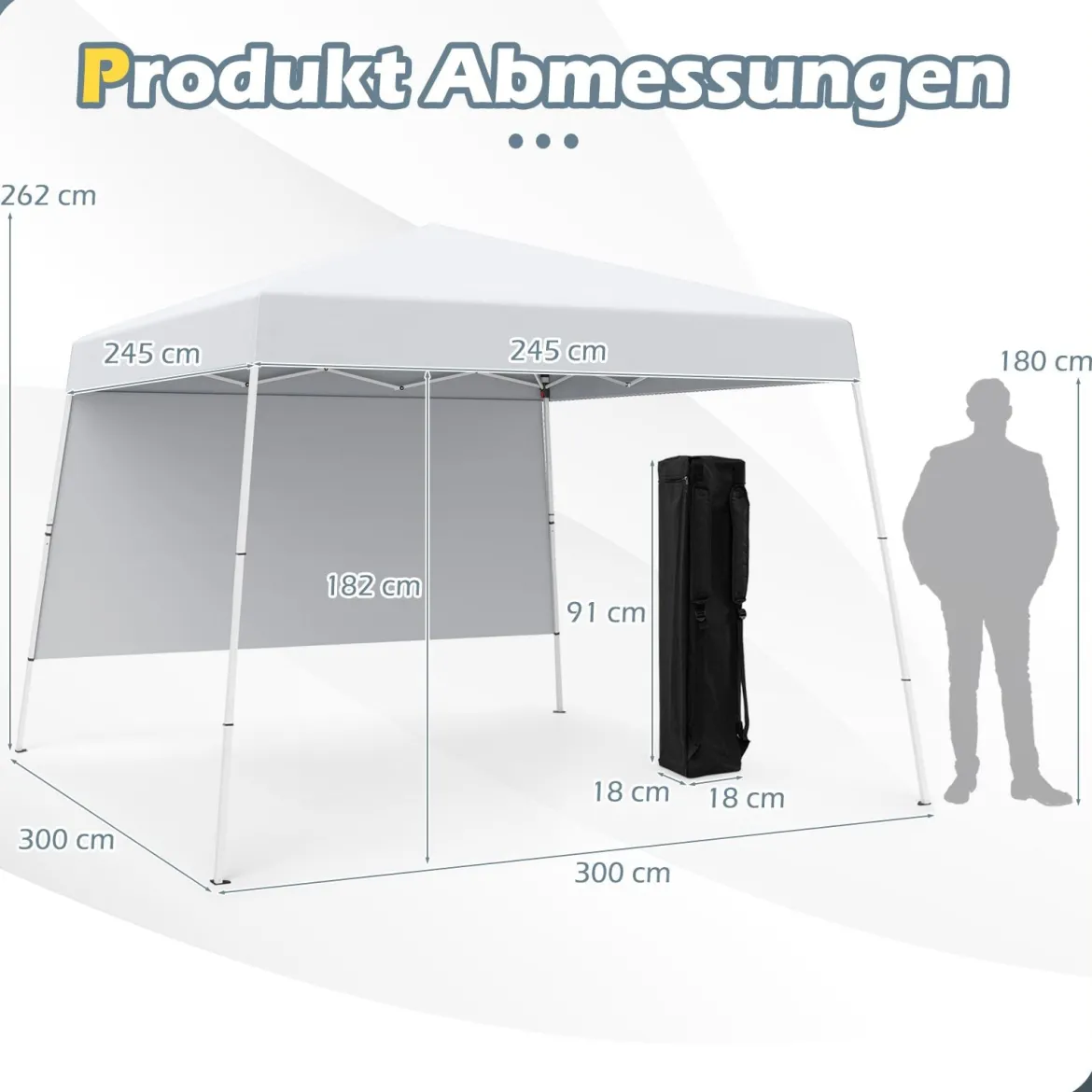 3 x 3 m Pop up Pavillon Faltpavillon Gartenzelt Wasserdicht & Sonnenschutz Gartenpavillon Partyzelt Weiß