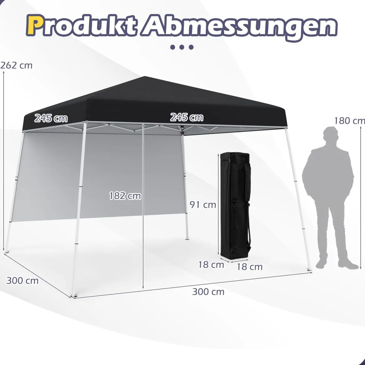 3 x 3 m Pop up Pavillon Faltpavillon Gartenzelt Wasserdicht & Sonnenschutz Gartenpavillon Schwarz