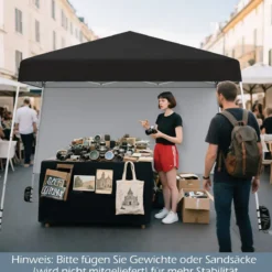 3 x 3 m Pop up Pavillon Faltpavillon Gartenzelt Wasserdicht & Sonnenschutz Gartenpavillon Schwarz