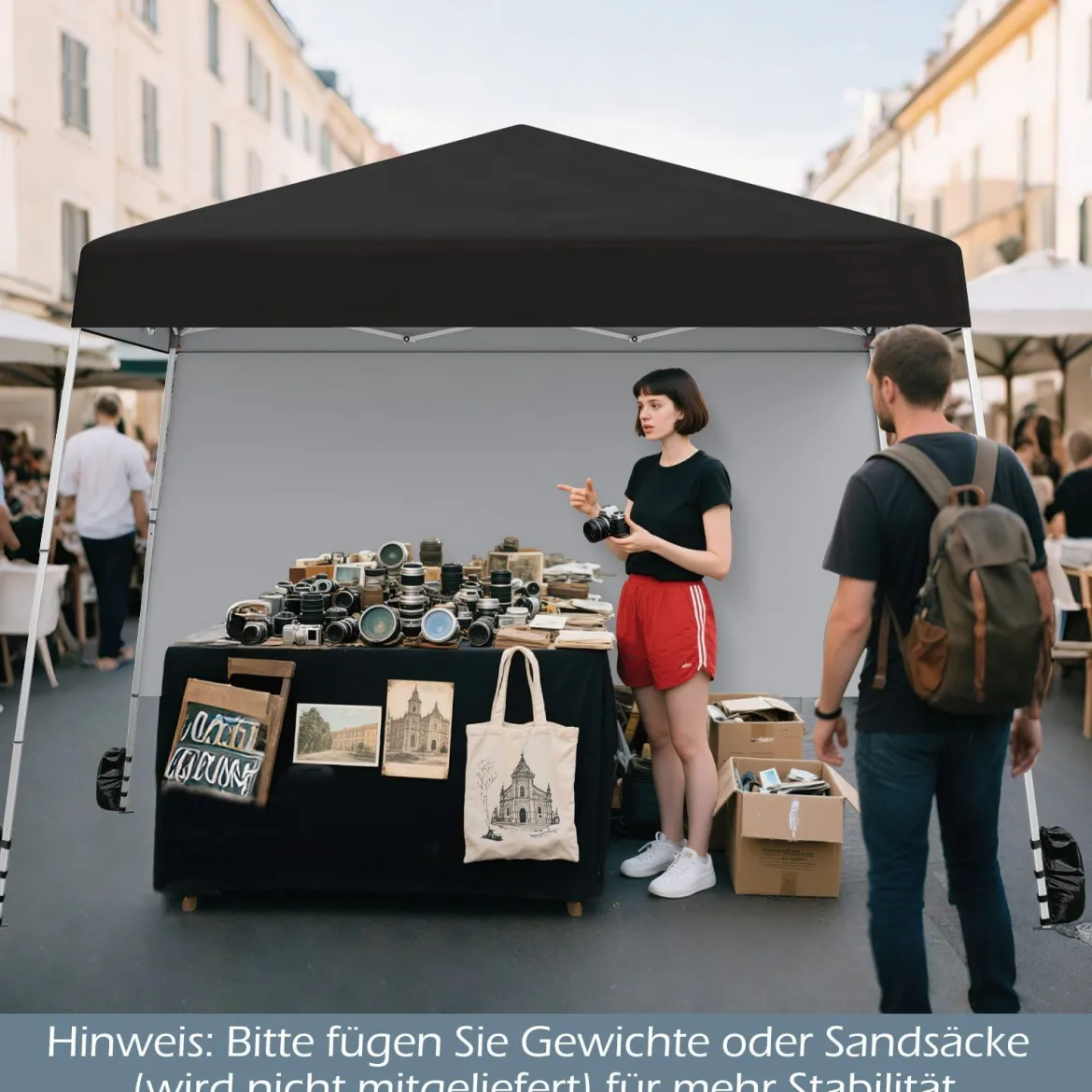 3 x 3 m Pop up Pavillon Faltpavillon Gartenzelt Wasserdicht & Sonnenschutz Gartenpavillon Schwarz