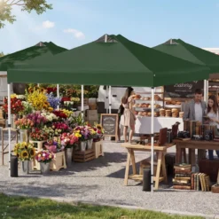 3 x 3 m Pop-Up Pavillon mit 4 Sandsäcken & Heringen & Seilen Faltpavillon Gartenpavillon Grün