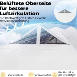 3 x 3 m Pop-Up Pavillon mit 4 Sandsäcken & Heringen & Seilen Faltpavillon Gartenpavillon Weiß