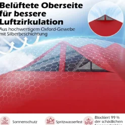 3 x 3 m Pop-Up Pavillon mit 4 Sandsäcken & Heringen & Seilen Faltpavillon Gartenpavillon Rot
