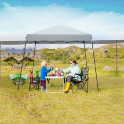 3 x 3 m Sofortiges Pop-up-Canopy-Zelt mit Markisen Outdoor-Sonnenschutz Grau