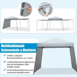 3 x 3 m Sofortiges Pop-up-Canopy-Zelt mit Markisen Outdoor-Sonnenschutz Grau