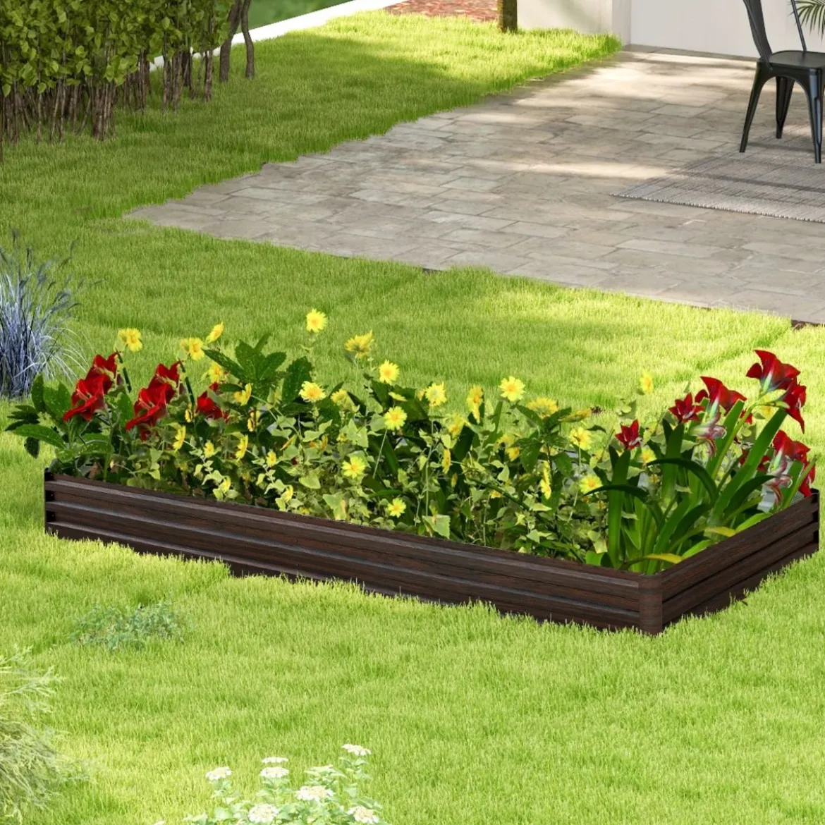 240 x 120 x 30 cm Metall Hochbeet mit Verstärkter Halterung & Offener Basis Kräuterbeet