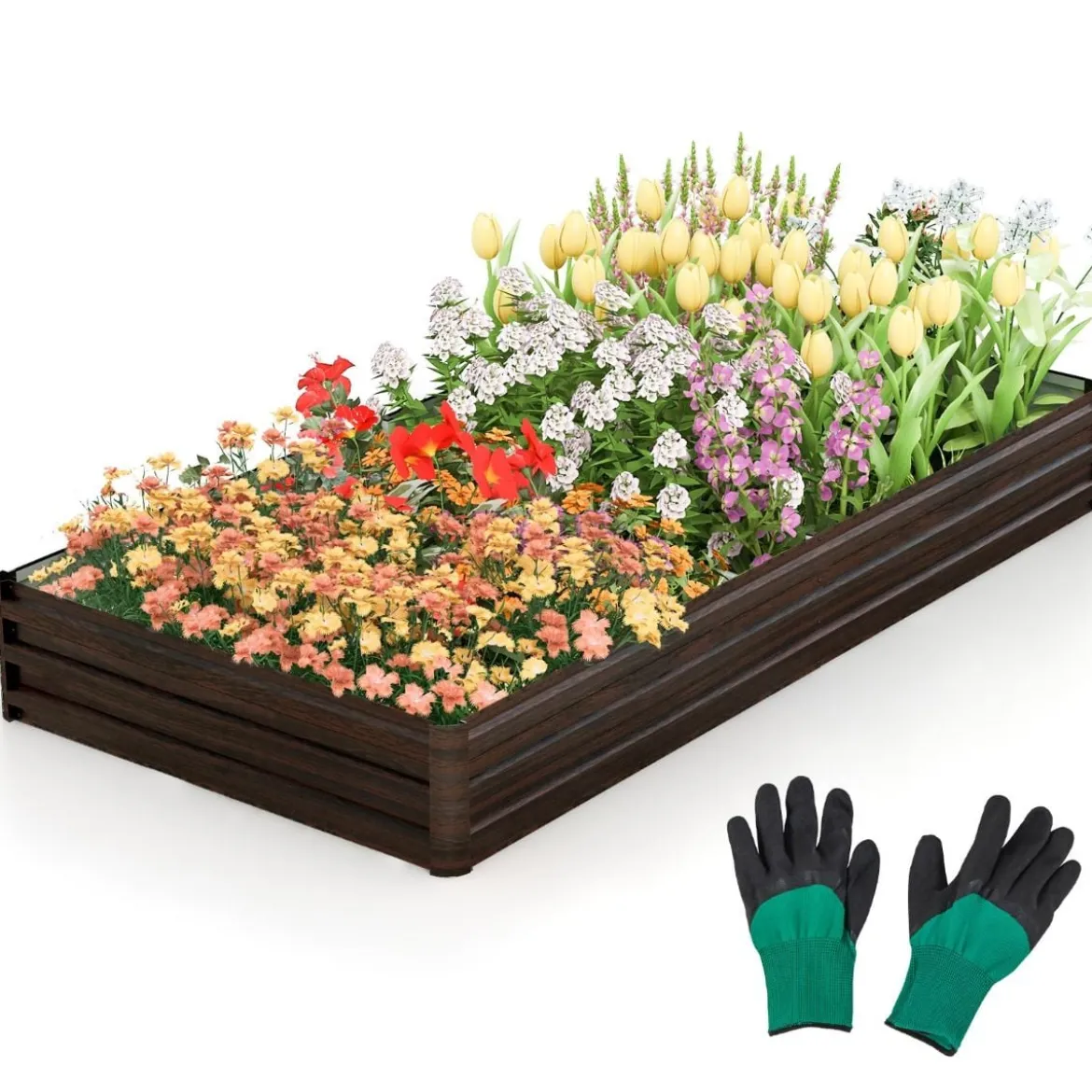 240 x 120 x 30 cm Metall Hochbeet mit Verstärkter Halterung & Offener Basis Kräuterbeet