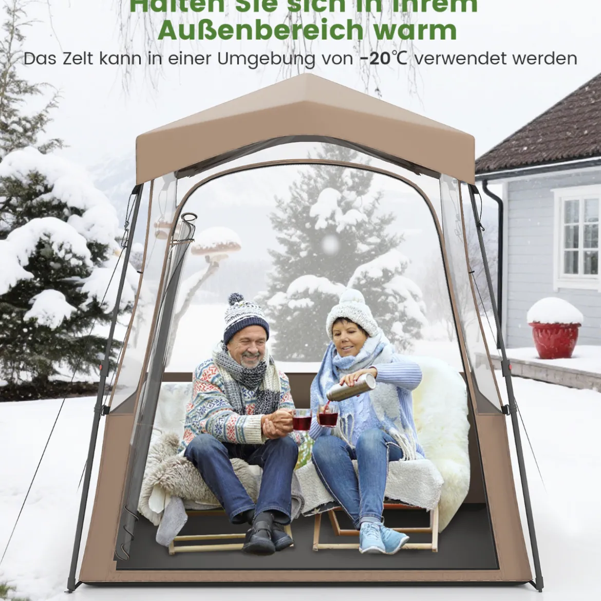 180 x 180 x 193 cm Sportzelt Transparentes Zelt mit klarer Sicht & Robustes Gestell & Tragetasche